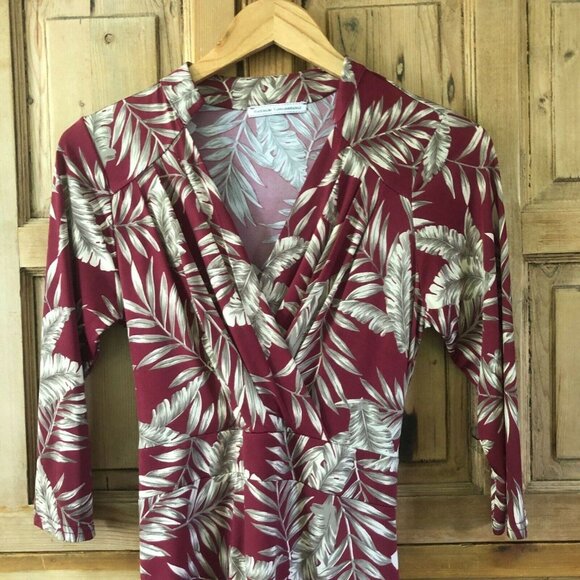 Stockholms Klänningsfabrik Red Palm Front Pauline Dress 3/4 Sleeve Size S / M - Picture 6 of 8